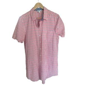 LL Bean Women’s Red Checkered Shirt Dress Beach, Cover-up Size L